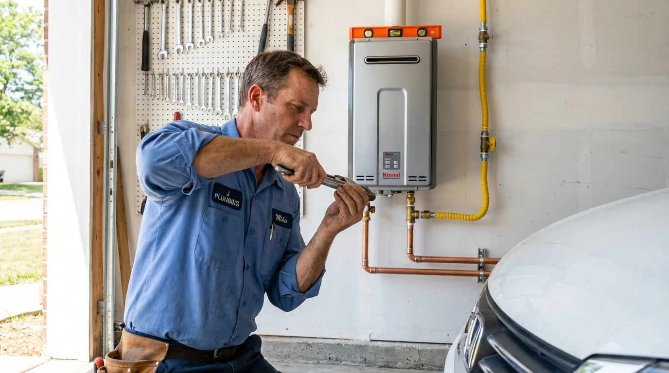 Tankless water heater installation by a Johns Plumbing LLC plumber in North English